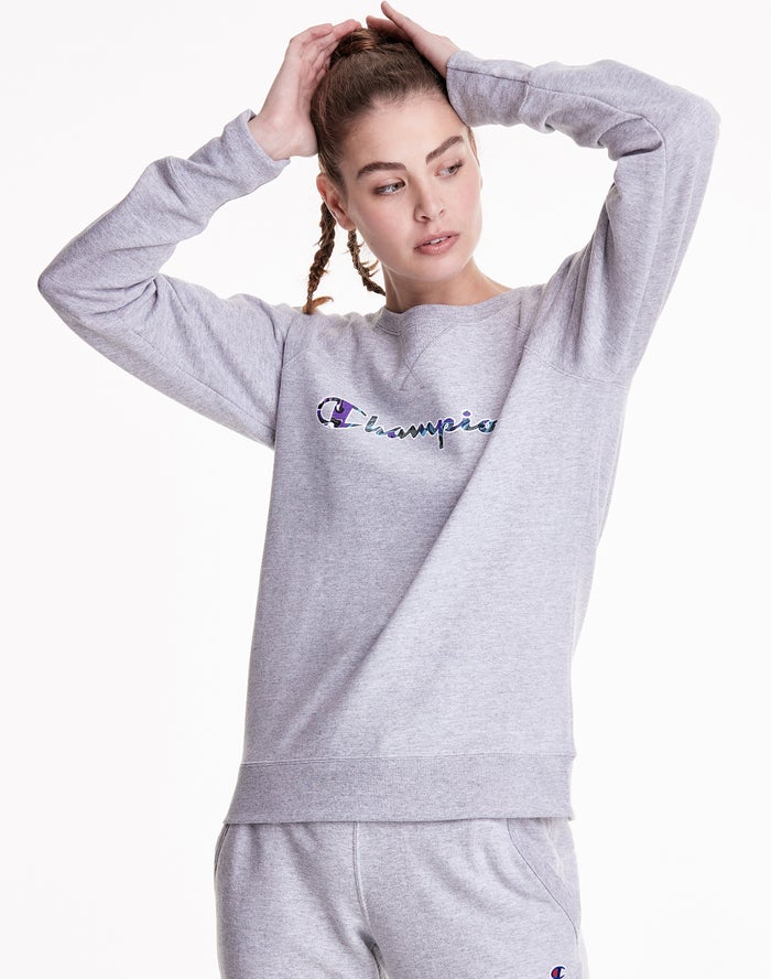 Champion Powerblend Fleece Crew Liquid Filled C Kadın Tişört Gri ( ILQRXP453 )